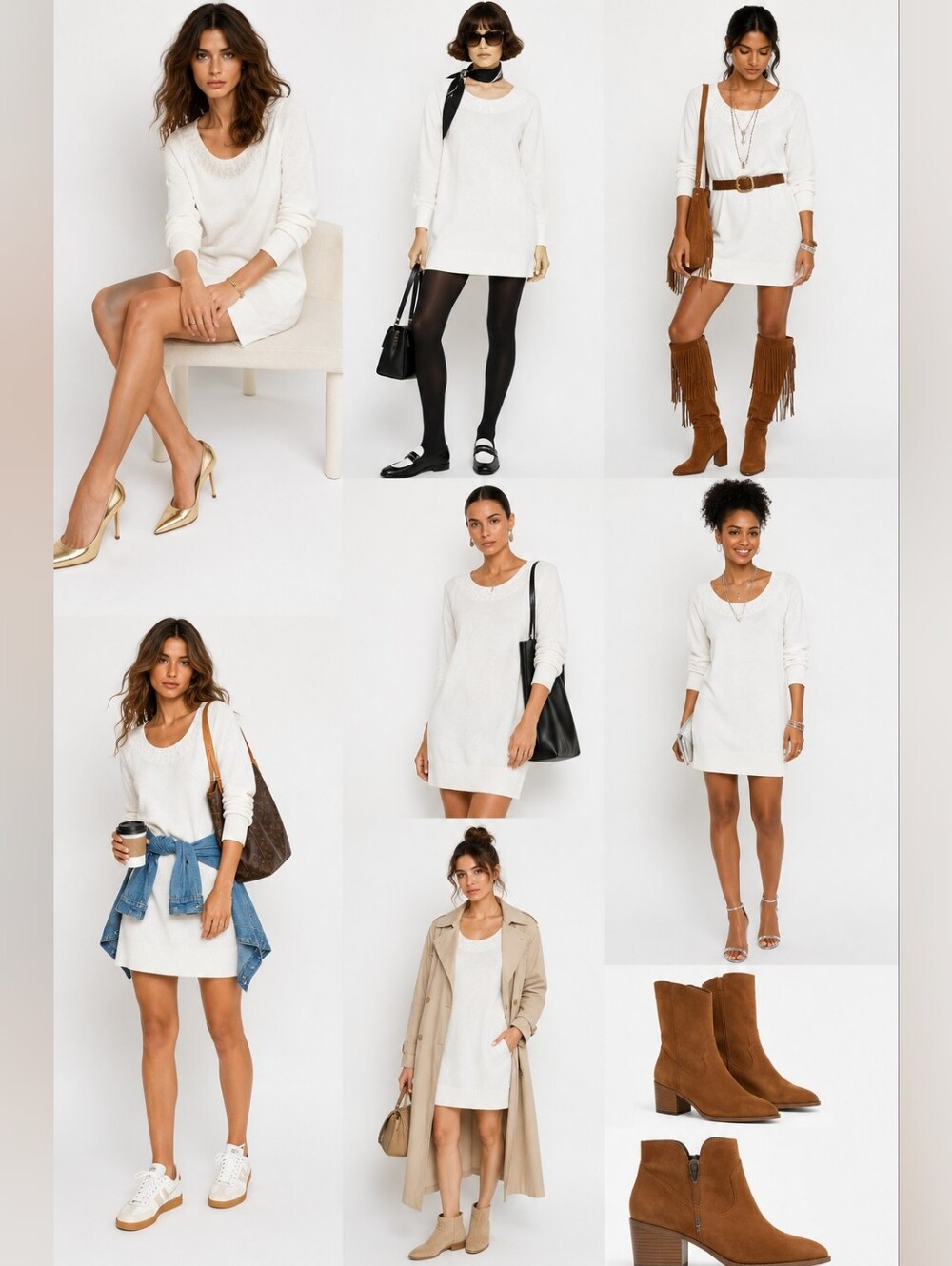 NWT Vertigo Paris BCBGMaxAzria Ivory Wool Cashmere Knit Tunic Sweater Mini Dress